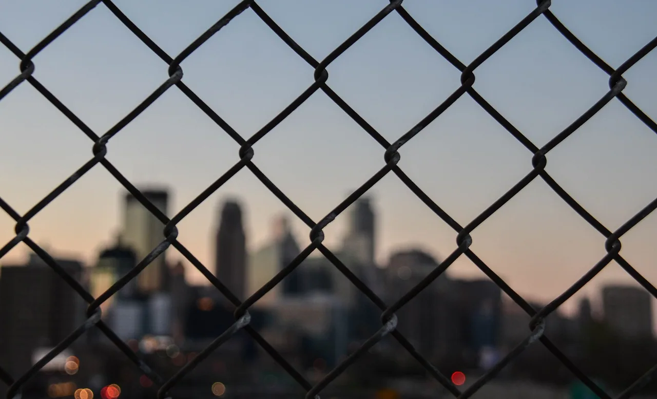 Galvanized chain-link fence