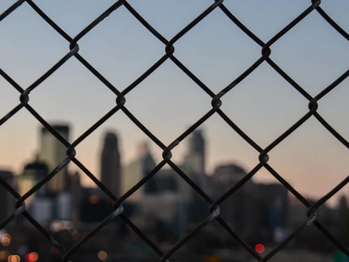 Galvanized chain-link fence