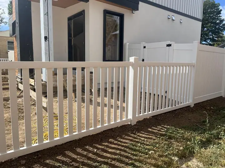 White vinyl picket and privacy fencing